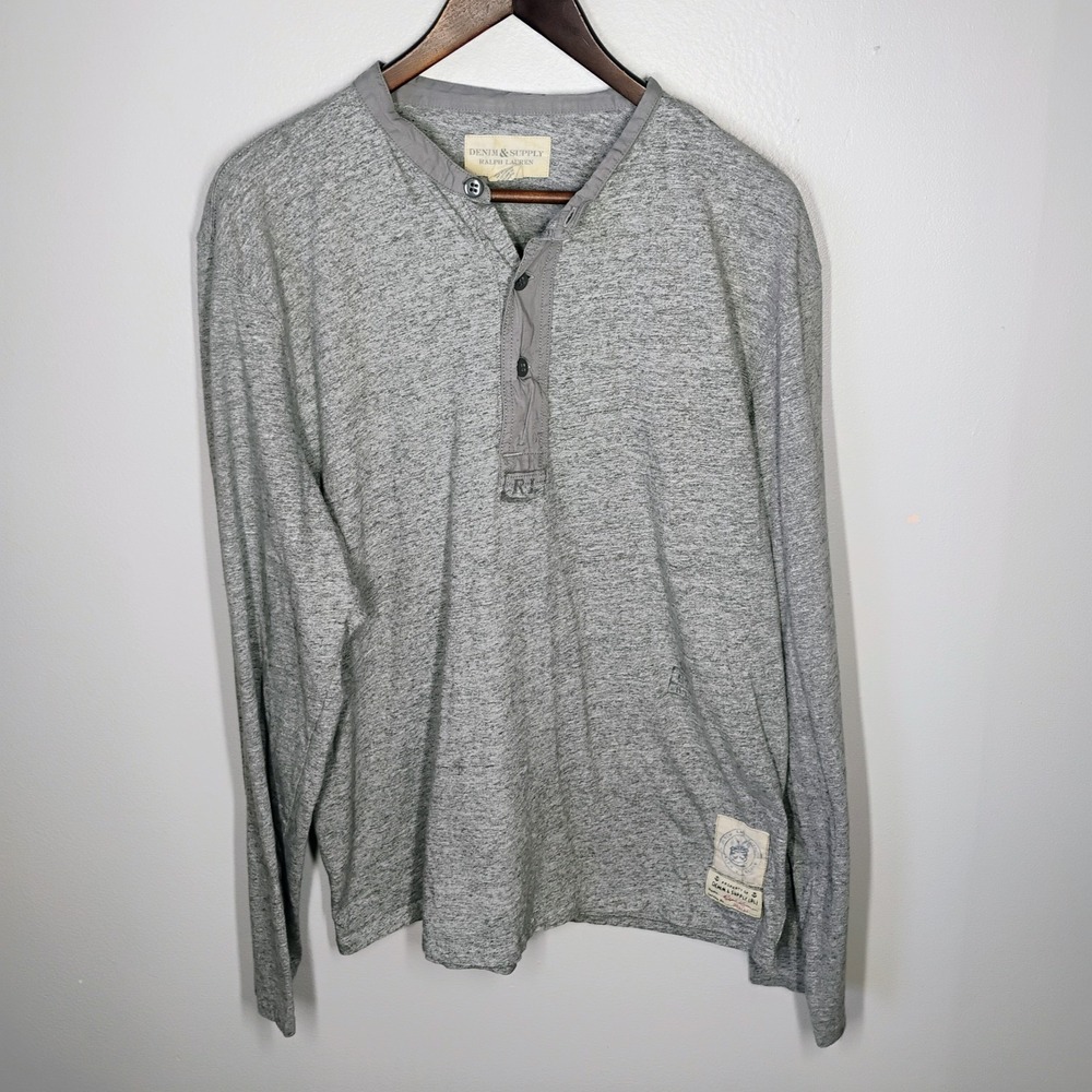 Denim & Supply Ralph Lauren Y2K Henley Mens‎ XXL Gray Indie Rugged Military